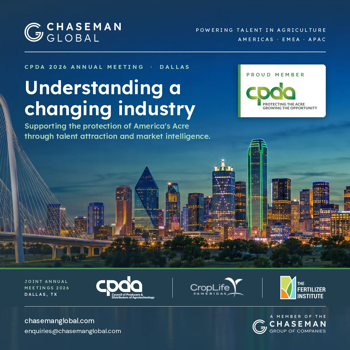 LinkedIn post: Members and contributors, not spectators: Chaseman Global at the CPDA, CropLife America and TFI Annual Meetings