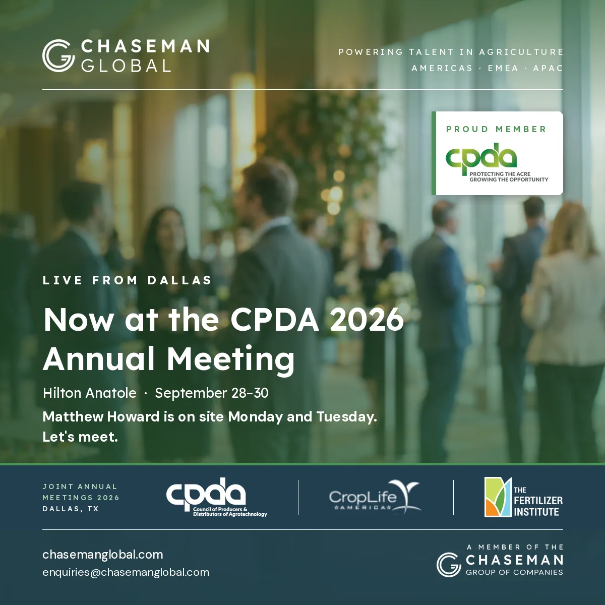 LinkedIn post: On site at the CPDA, CropLife America and TFI meetings