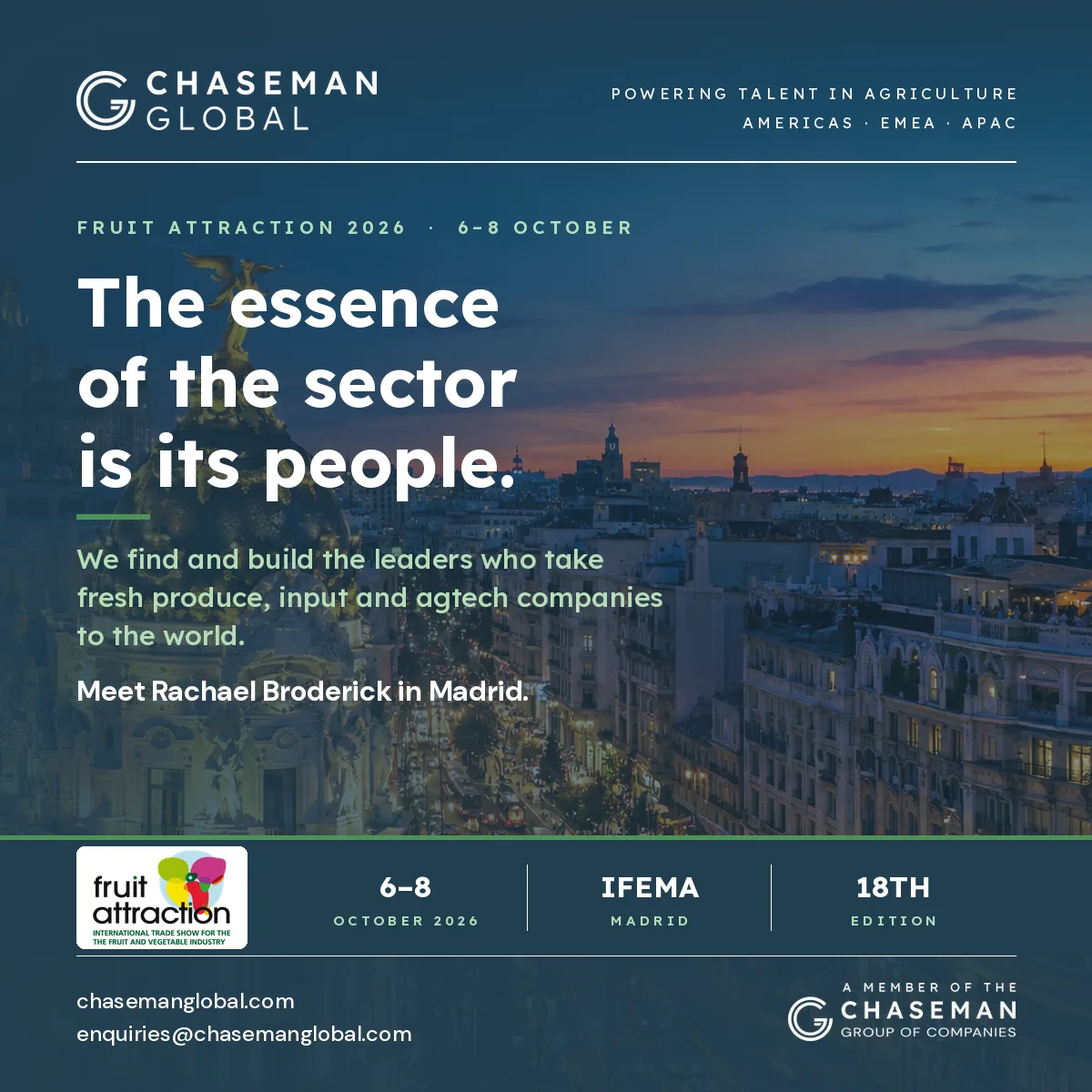 LinkedIn post: Chaseman Global at Fruit Attraction Madrid 2026