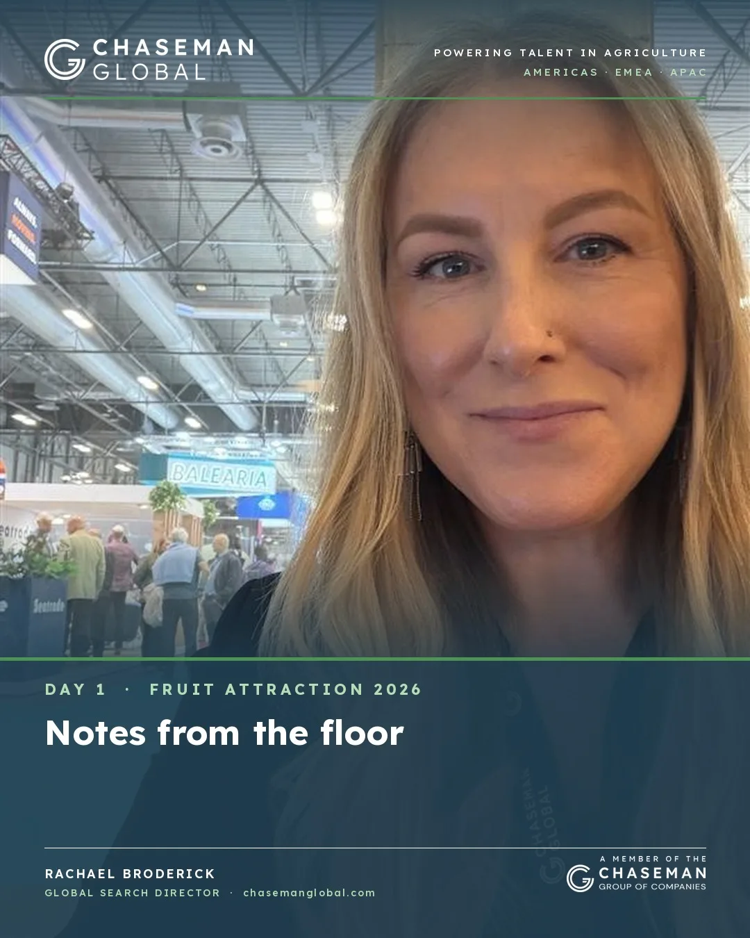 LinkedIn post: Rachael Broderick on day one at Fruit Attraction, Madrid